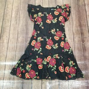 Eva Franco Womens Dress Black 4 Lorraine Gypsy Rose Lace Short Sleeve Floral